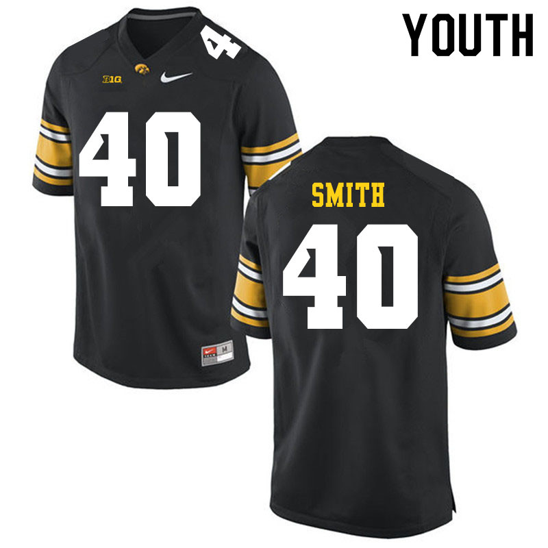 Youth #40 Josef Smith Iowa Hawkeyes College Football Jerseys Sale-Black - Click Image to Close